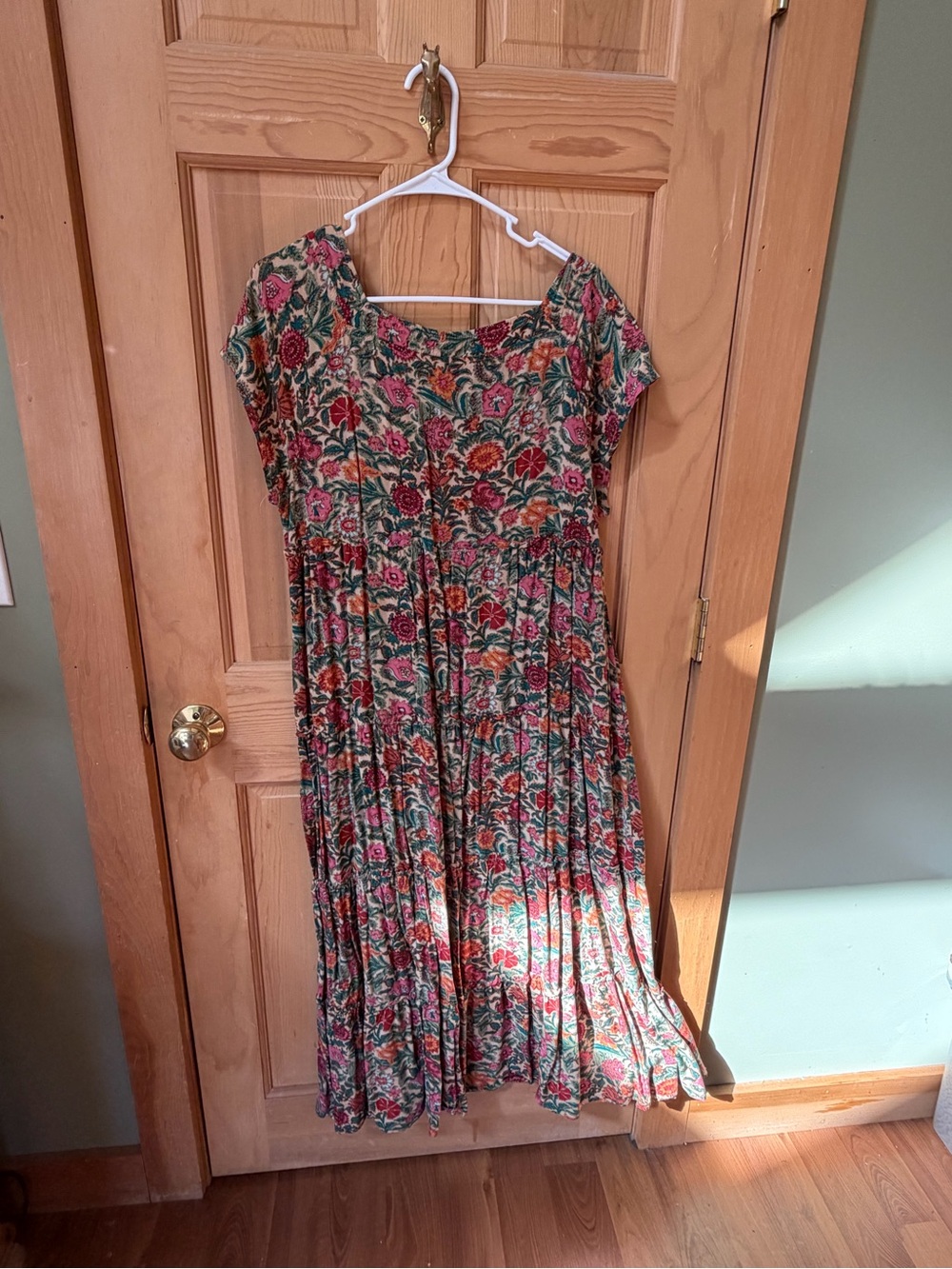 NATURAL LIFE Multicolor Floral Maxi Dress in Green and Red